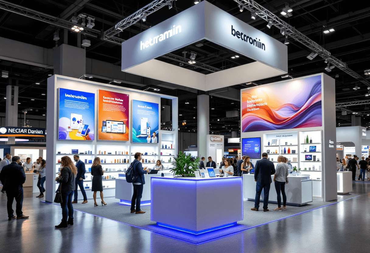 Stand personnalisé avec étagères produits